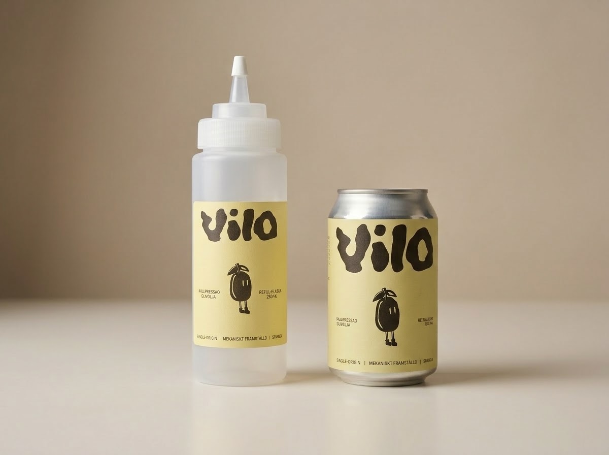 Vilos startpaket: klämflaska och refill-burk
